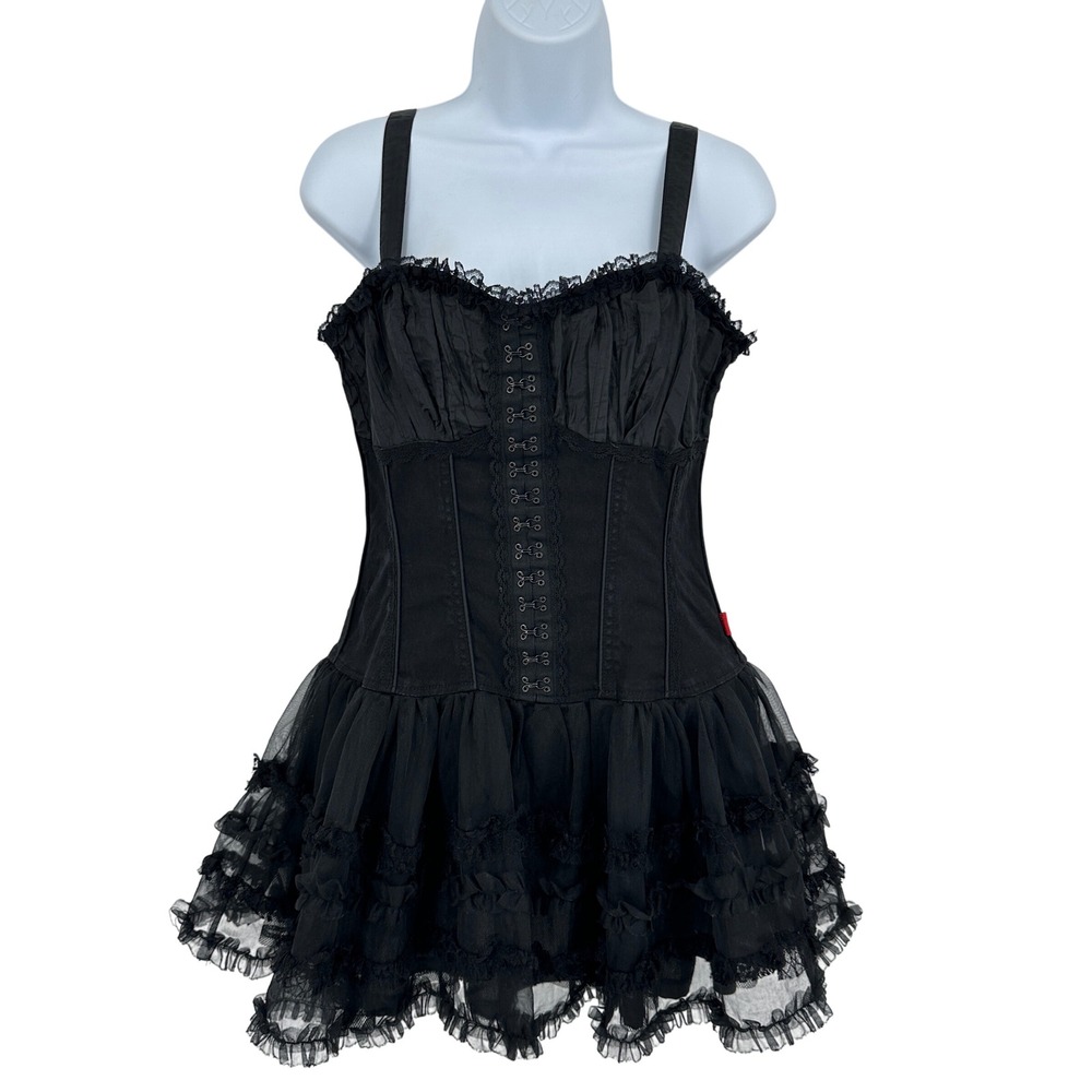 Rare Tripp NYC Tutu Corset Dress Womens Medium Black Tulle Authentic READ - Picture 2 of 16